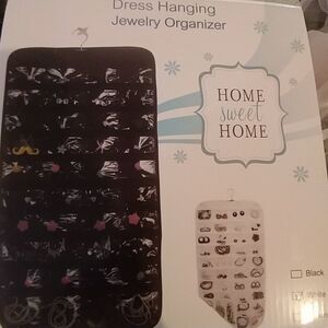 Gray Jewelry hanging organizer w attached hanger